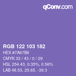 Color code: RGB 122 103 182 | qconv.com
