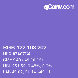 カラーコード: RGB 122 103 202 | qconv.com