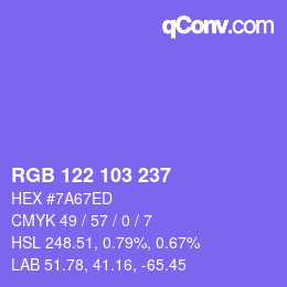 Farbcode: RGB 122 103 237 | qconv.com