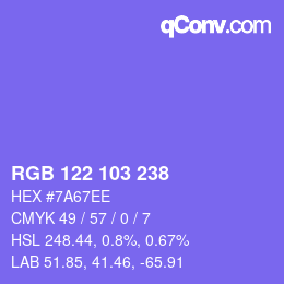 カラーコード: RGB 122 103 238 | qconv.com