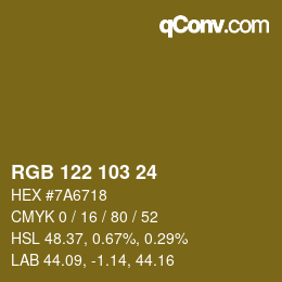 カラーコード: RGB 122 103 24 | qconv.com