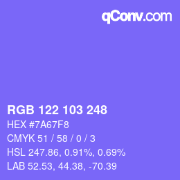 Color code: RGB 122 103 248 | qconv.com