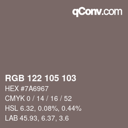 Código de color: RGB 122 105 103 | qconv.com
