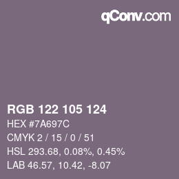 カラーコード: RGB 122 105 124 | qconv.com