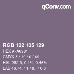 Color code: RGB 122 105 129 | qconv.com