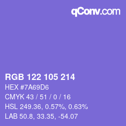Color code: RGB 122 105 214 | qconv.com