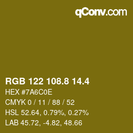 カラーコード: RGB 122 108.8 14.4 | qconv.com