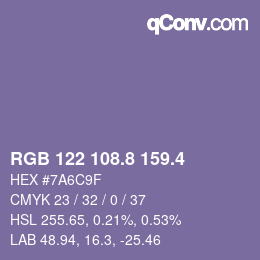 カラーコード: RGB 122 108.8 159.4 | qconv.com