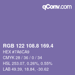 カラーコード: RGB 122 108.8 169.4 | qconv.com