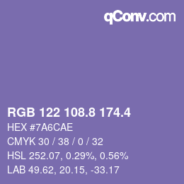 カラーコード: RGB 122 108.8 174.4 | qconv.com