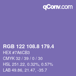 カラーコード: RGB 122 108.8 179.4 | qconv.com