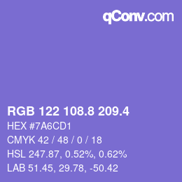カラーコード: RGB 122 108.8 209.4 | qconv.com