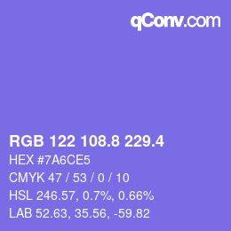 カラーコード: RGB 122 108.8 229.4 | qconv.com
