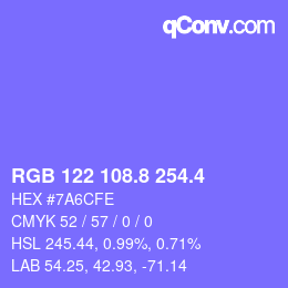 カラーコード: RGB 122 108.8 254.4 | qconv.com