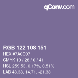 カラーコード: RGB 122 108 151 | qconv.com