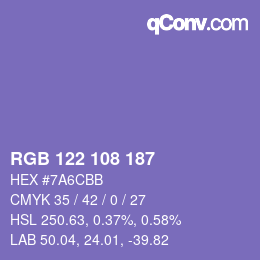 カラーコード: RGB 122 108 187 | qconv.com