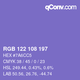 Color code: RGB 122 108 197 | qconv.com