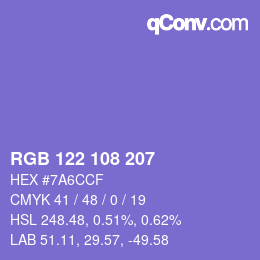 Color code: RGB 122 108 207 | qconv.com