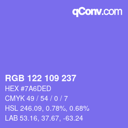 Color code: RGB 122 109 237 | qconv.com