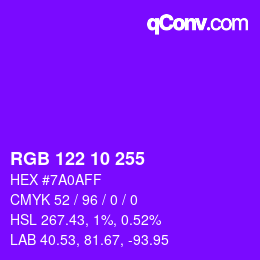 カラーコード: RGB 122 10 255 | qconv.com