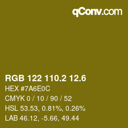 カラーコード: RGB 122 110.2 12.6 | qconv.com