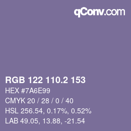 Color code: RGB 122 110.2 153 | qconv.com