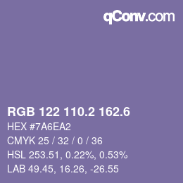 カラーコード: RGB 122 110.2 162.6 | qconv.com