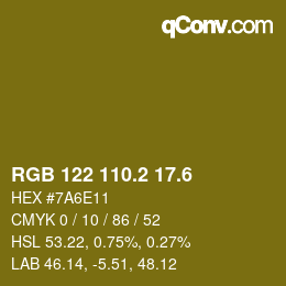 カラーコード: RGB 122 110.2 17.6 | qconv.com