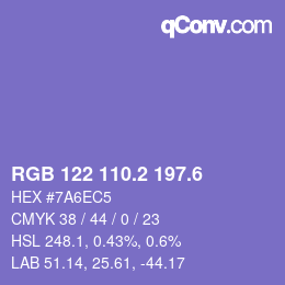 カラーコード: RGB 122 110.2 197.6 | qconv.com