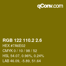 カラーコード: RGB 122 110.2 2.6 | qconv.com