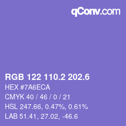 カラーコード: RGB 122 110.2 202.6 | qconv.com