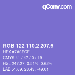 カラーコード: RGB 122 110.2 207.6 | qconv.com