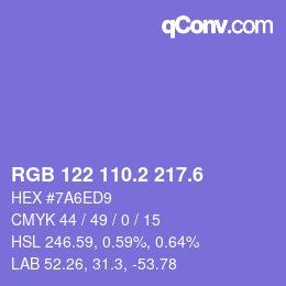 カラーコード: RGB 122 110.2 217.6 | qconv.com