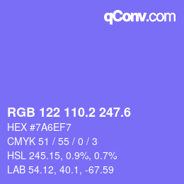 カラーコード: RGB 122 110.2 247.6 | qconv.com