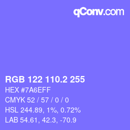カラーコード: RGB 122 110.2 255 | qconv.com