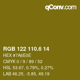 カラーコード: RGB 122 110.6 14 | qconv.com