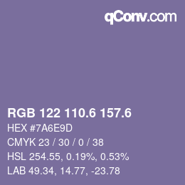 カラーコード: RGB 122 110.6 157.6 | qconv.com