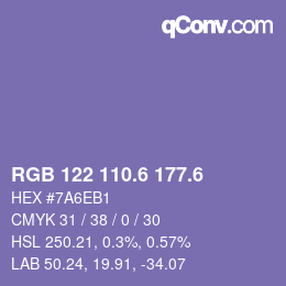 カラーコード: RGB 122 110.6 177.6 | qconv.com