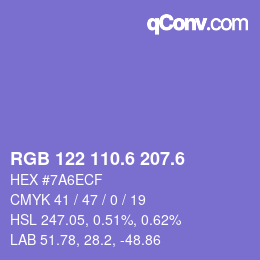カラーコード: RGB 122 110.6 207.6 | qconv.com
