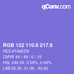 カラーコード: RGB 122 110.6 217.6 | qconv.com