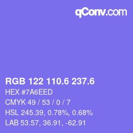 カラーコード: RGB 122 110.6 237.6 | qconv.com