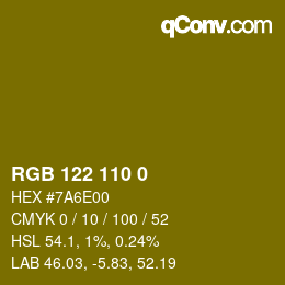 Color code: RGB 122 110 0 | qconv.com