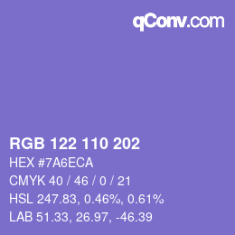 Código de color: RGB 122 110 202 | qconv.com