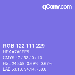 カラーコード: RGB 122 111 229 | qconv.com