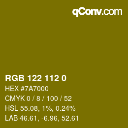 颜色代码: RGB 122 112 0 | qconv.com