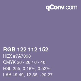 カラーコード: RGB 122 112 152 | qconv.com