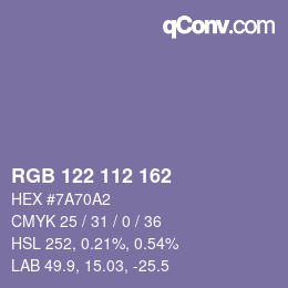 Farbcode: RGB 122 112 162 | qconv.com