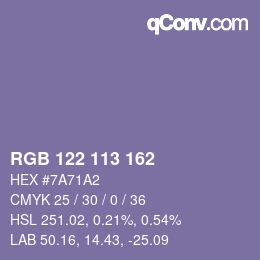 Color code: RGB 122 113 162 | qconv.com