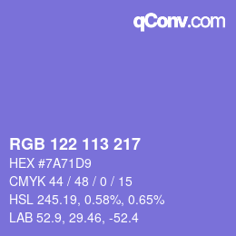 Color code: RGB 122 113 217 | qconv.com