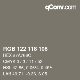 Farbcode: RGB 122 118 108 | qconv.com